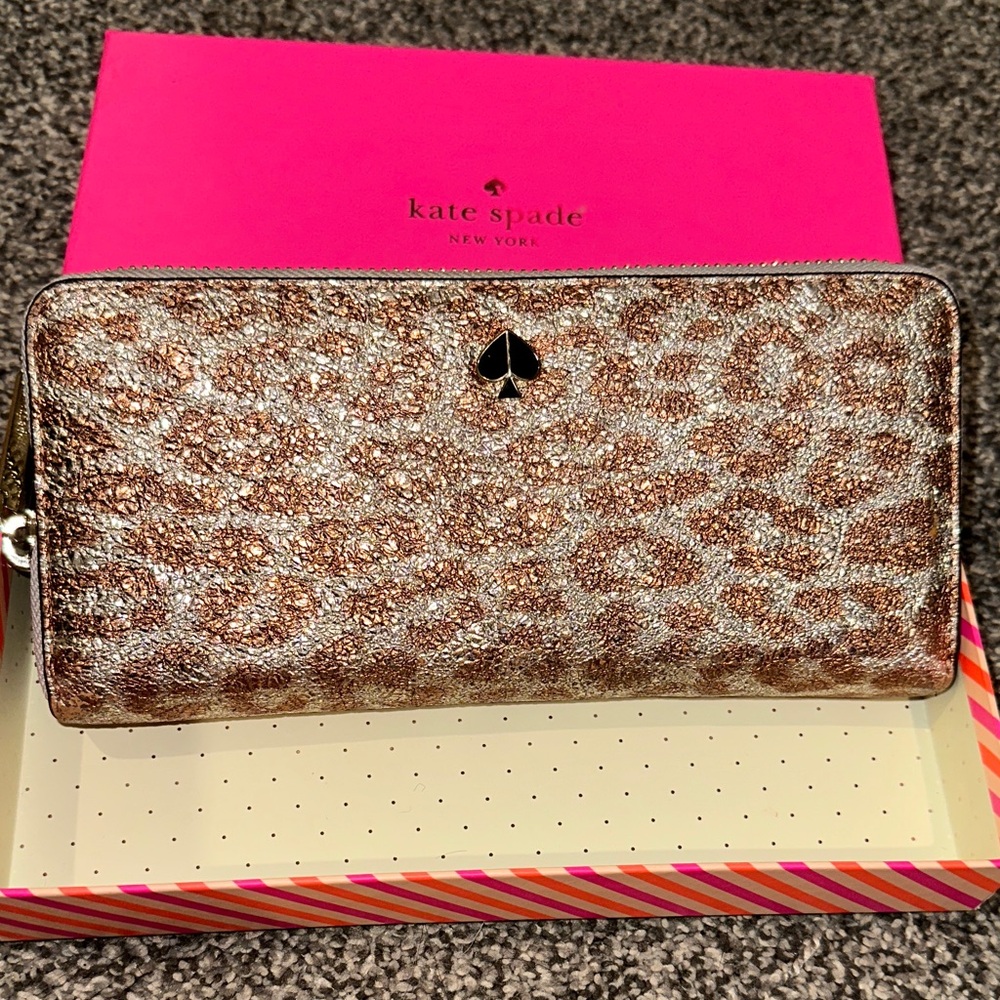 Kate Spade Metallic Leopard Print Wallet
